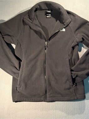 The North Face Dark Gray Fleece Jacket with White Logo